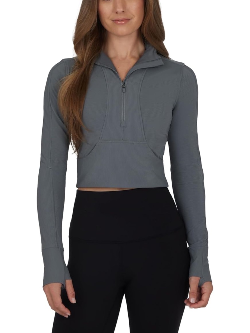 90 Degree By Reflex Cropped Half-Zip Top - pink